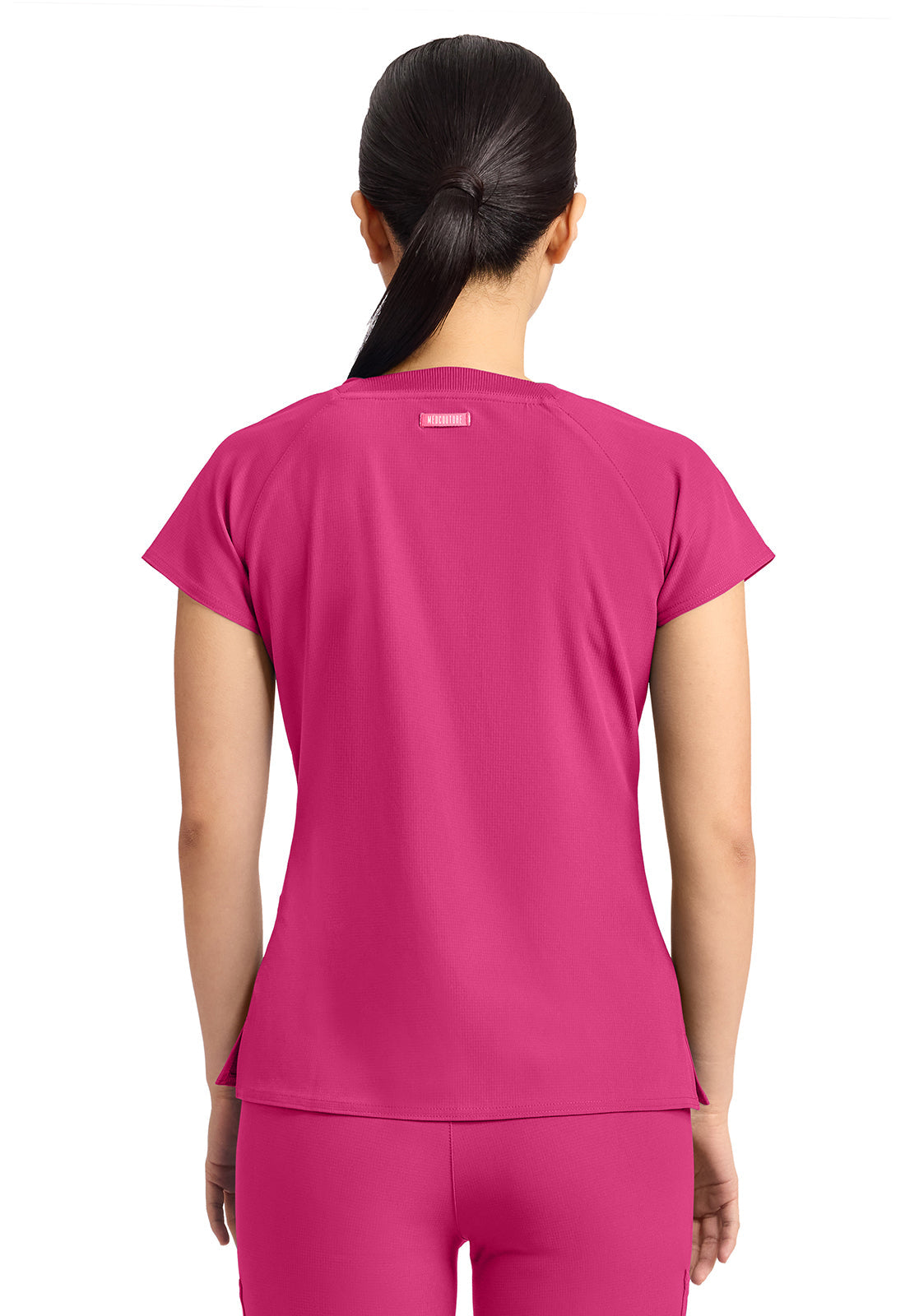 AMP MC704 Women's 3-Pocket Square Neck Top Pink Power
