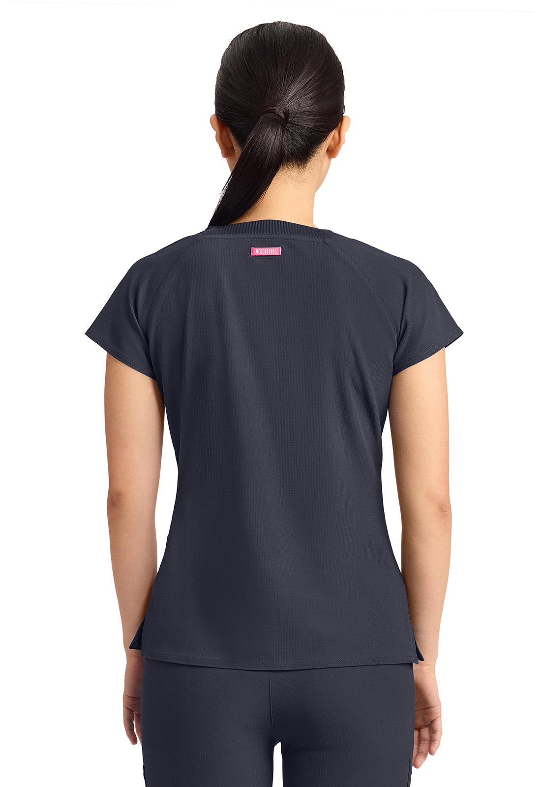 Amp MC704 Women's 3-Pocket Square Neck Scrub Top Pewter