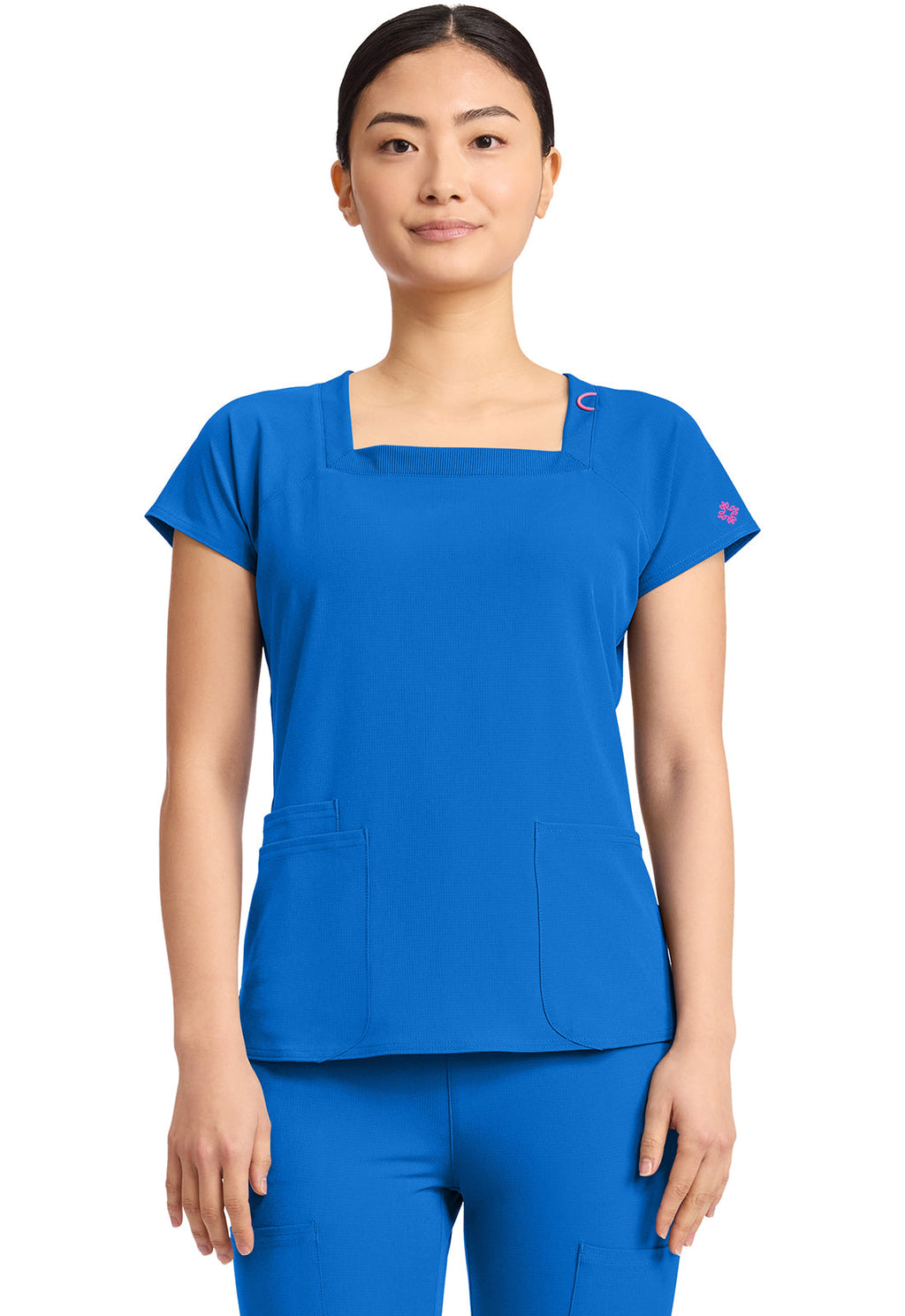 AMP MC704 Women's 3-Pocket Square Neck Top Royal