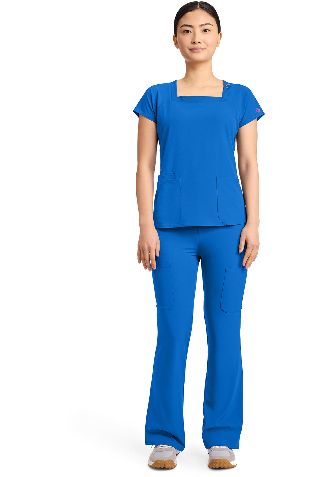 Amp MC704 Women's 3-Pocket Square Neck Scrub Top Royal