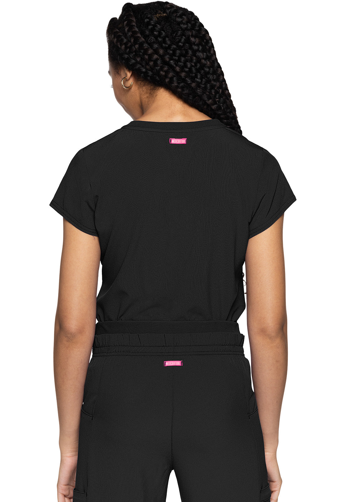 Amp MC705 Women's Quarter Zip V-Neck Tuckable Scrub Top Black