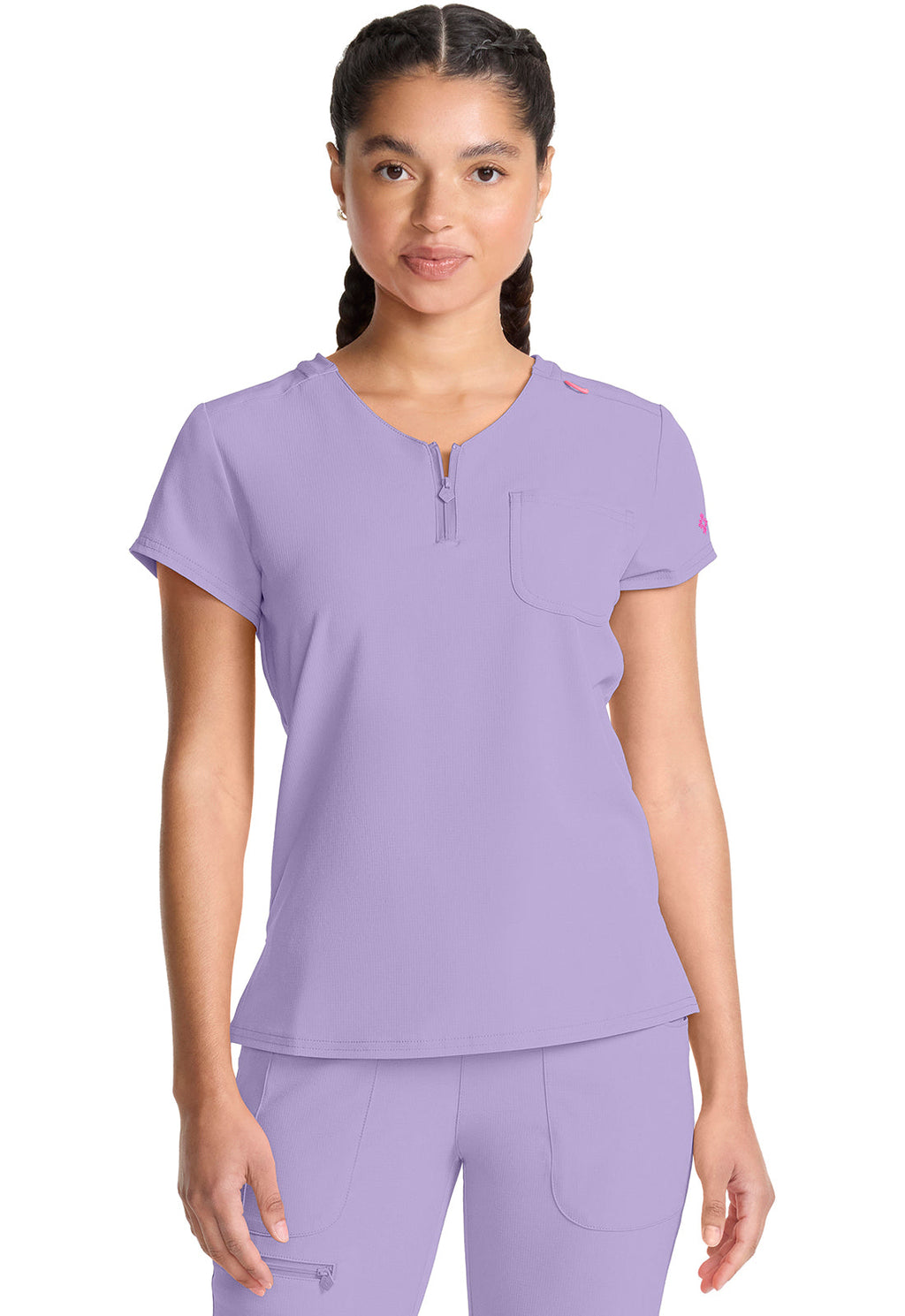 AMP MC705 Quarter Zip V-Neck Tuckable Top Digital Lavender Image