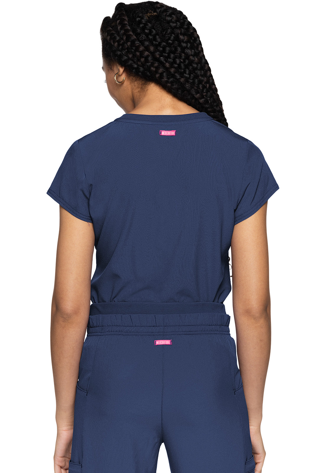 Amp MC705 Women's Quarter Zip V-Neck Tuckable Scrub Top Navy