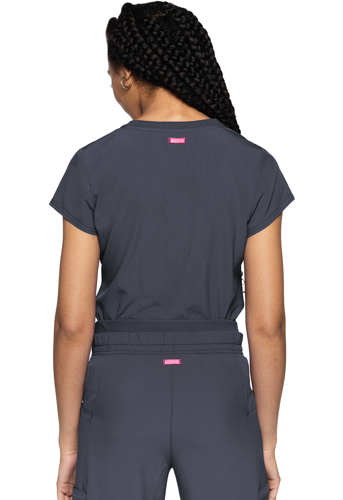 Amp MC705 Women's Quarter Zip V-Neck Tuckable Scrub Top Pewter