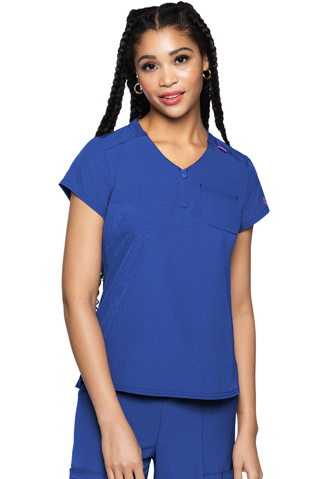 Amp MC705 Women's Quarter Zip V-Neck Tuckable Scrub Top Royal