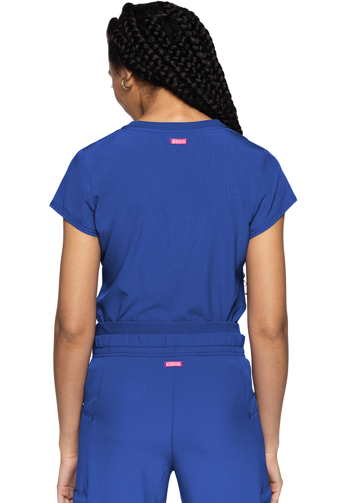 Amp MC705 Women's Quarter Zip V-Neck Tuckable Scrub Top Royal