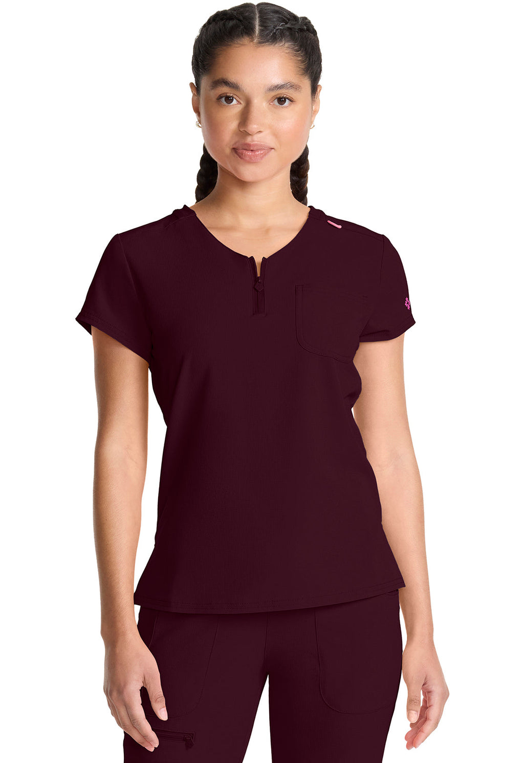 AMP MC705 Quarter Zip V-Neck Tuckable Top Wine
