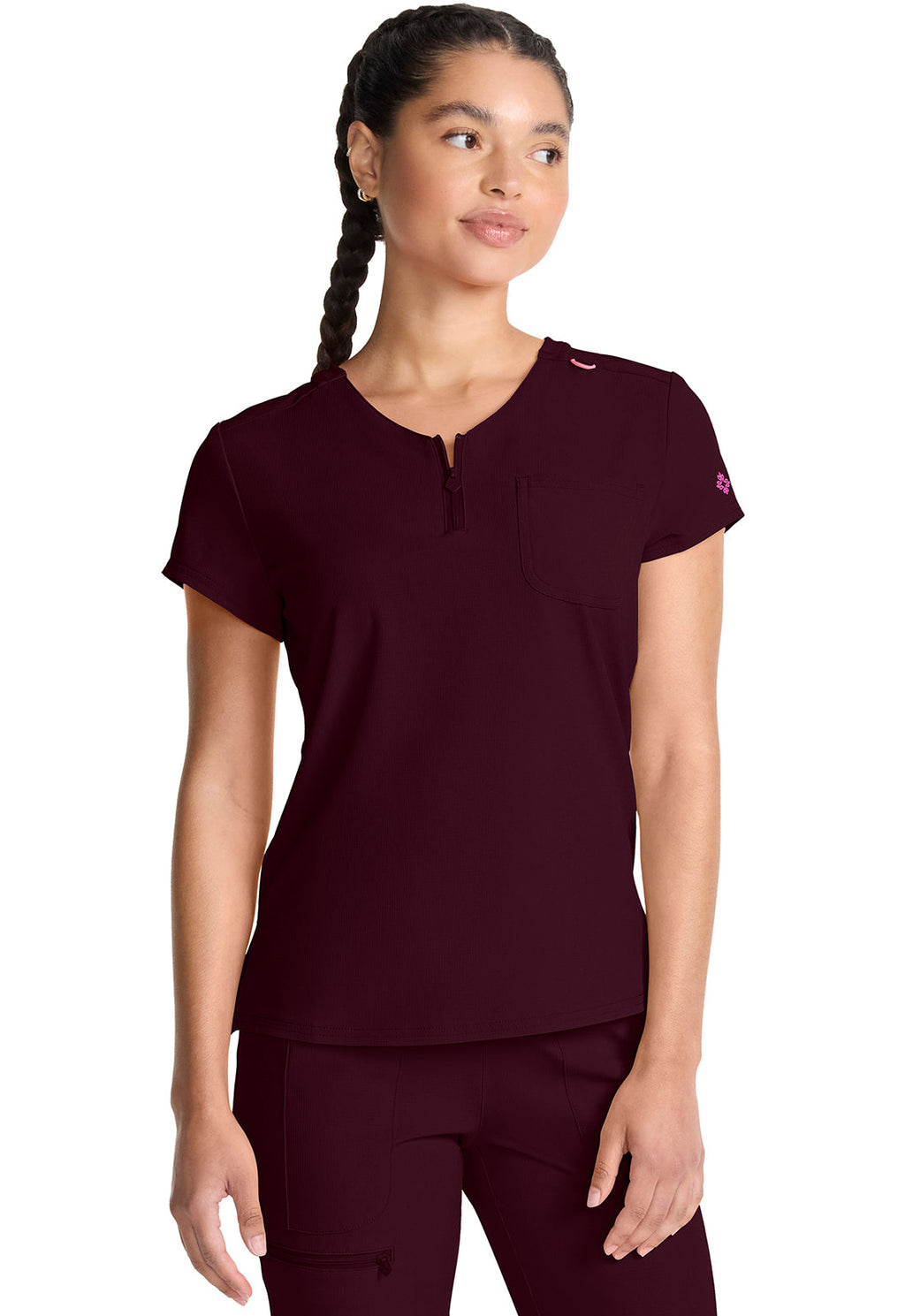 AMP MC705 Quarter Zip V-Neck Tuckable Top Wine Image