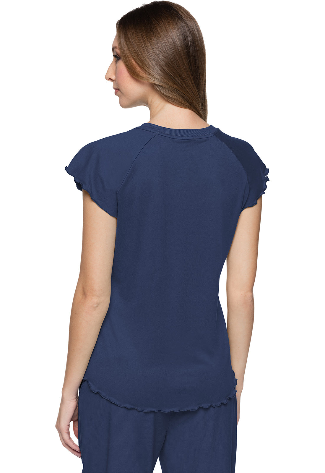 Layers MC706 Knit Lettuce-Edged Top Navy