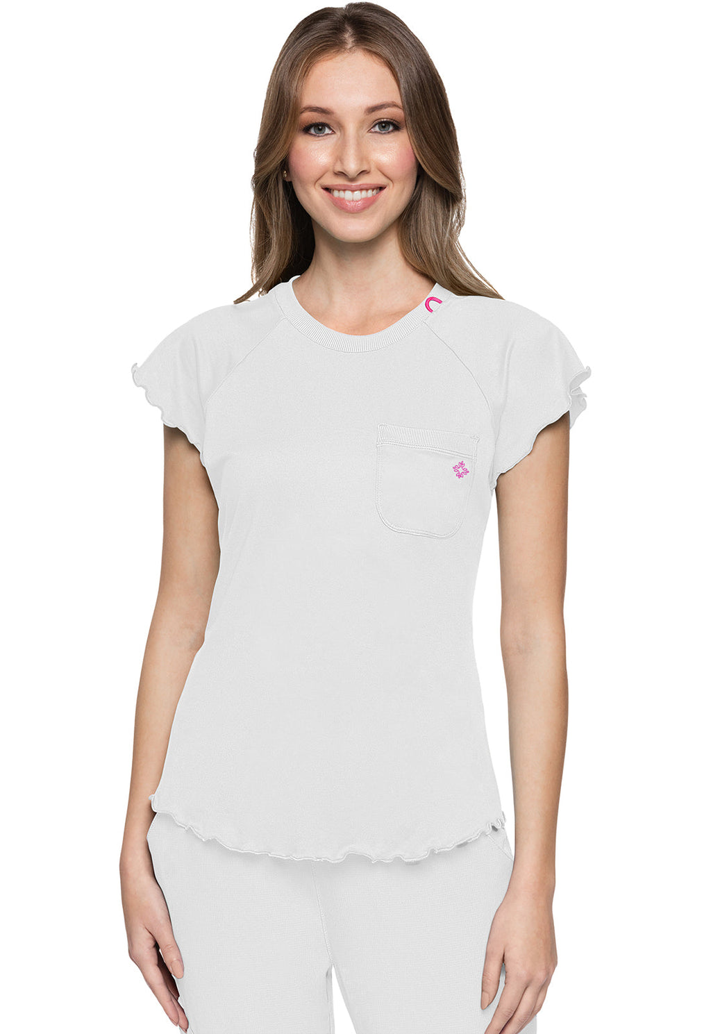 Layers MC706 Knit Lettuce-Edged Top White