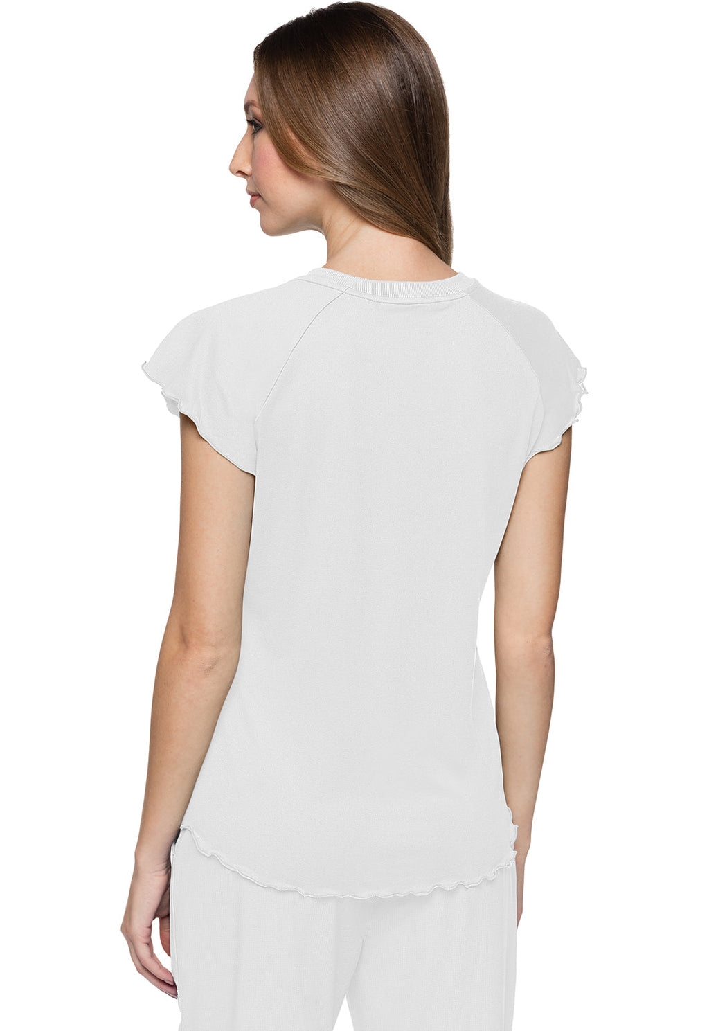 Layers MC706 Knit Lettuce-Edged Top White