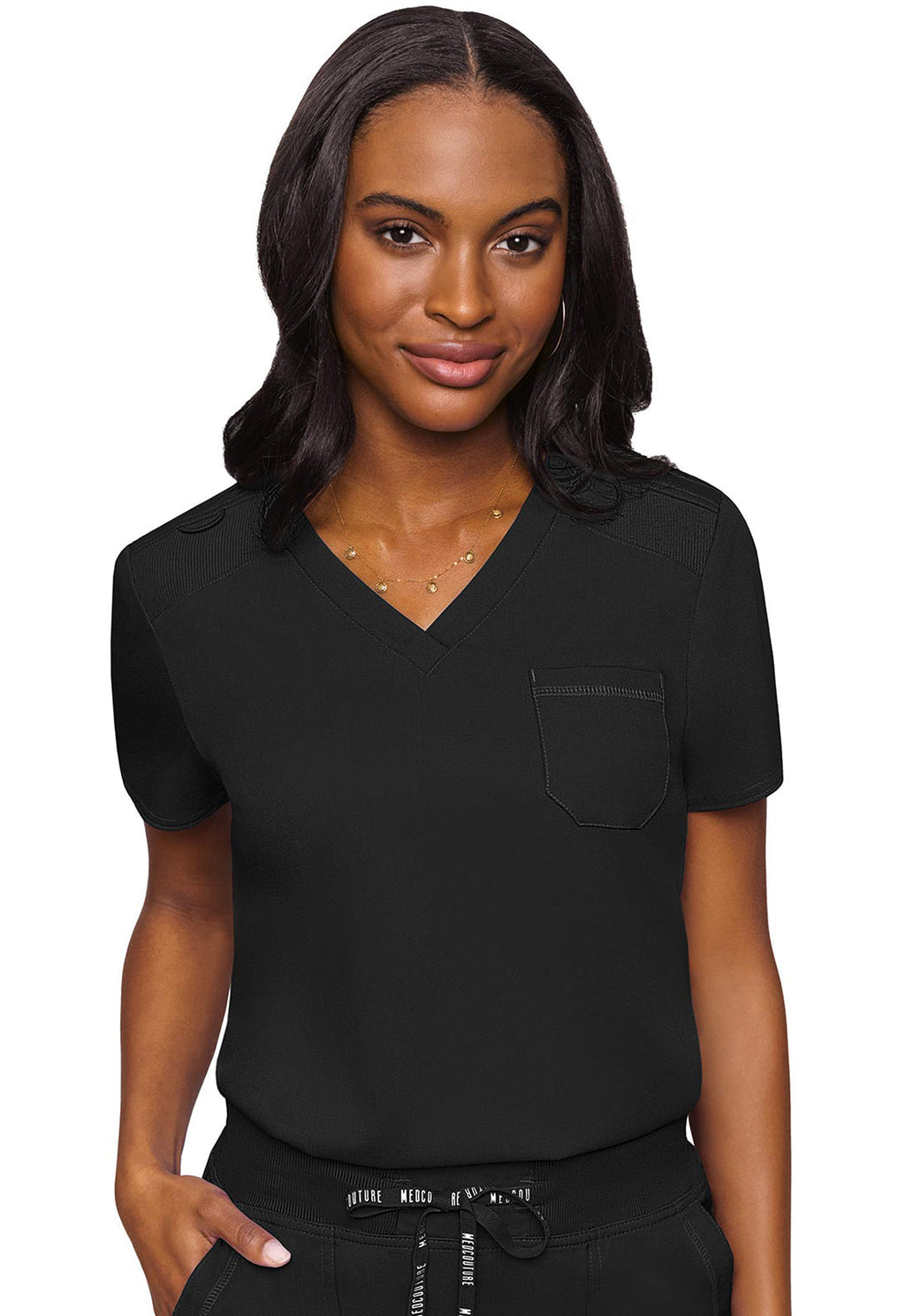 Touch MC7448 Women's V-Neck Tuck In Black