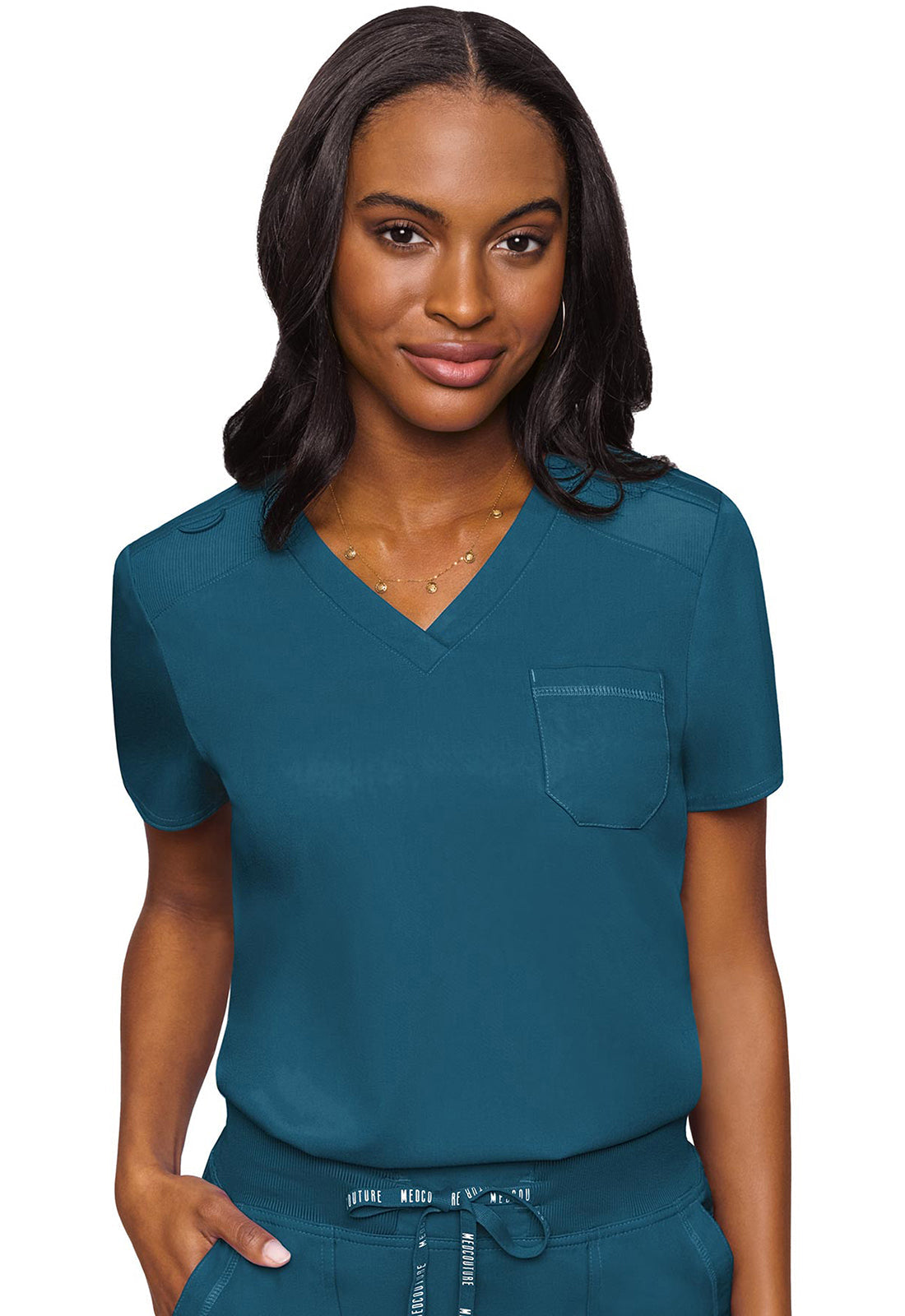 Touch MC7448 Women's V-Neck Tuck In Caribbean