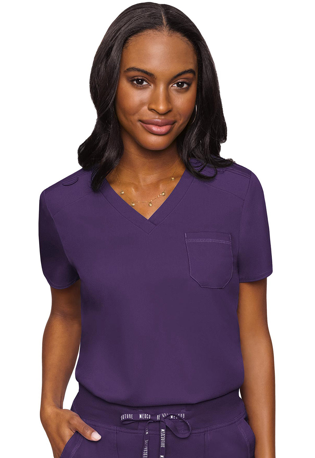 Touch MC7448 Women's V-Neck Tuck In Eggplant