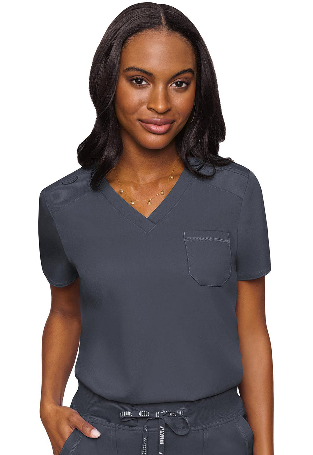 Touch MC7448 Women's V-Neck Tuck In Pewter