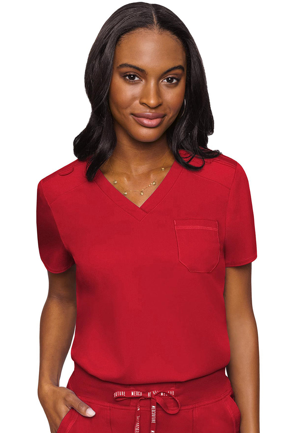 Touch MC7448 Women's V-Neck Tuck In Red