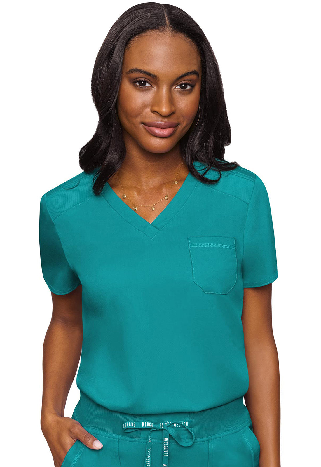 Touch MC7448 Women's V-Neck Tuck In Teal