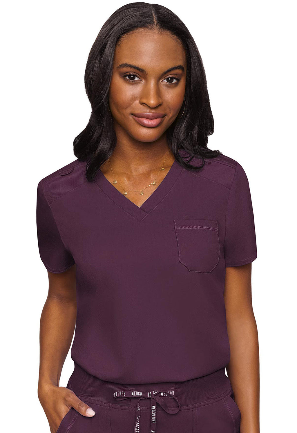Touch MC7448 Women's V-Neck Tuck In Wine