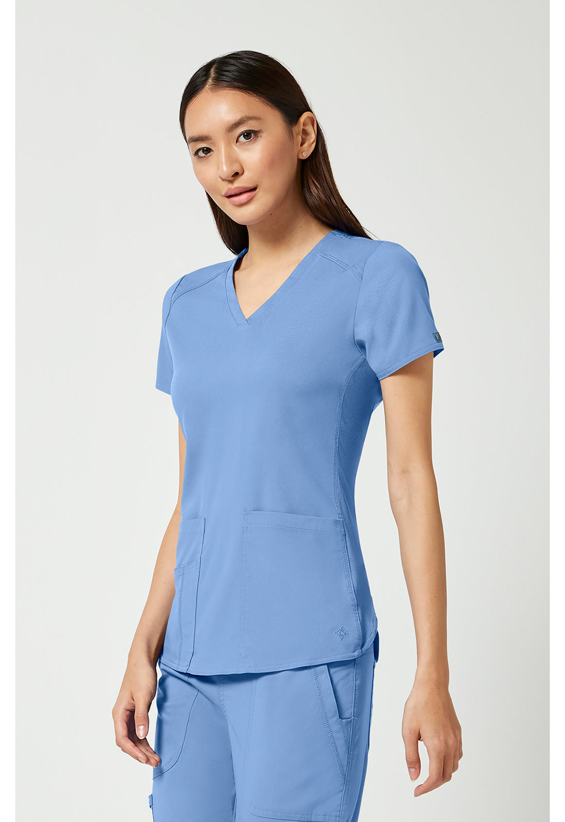 Touch MC7459 Women's V-Neck Shirttail Scrub Top Ciel