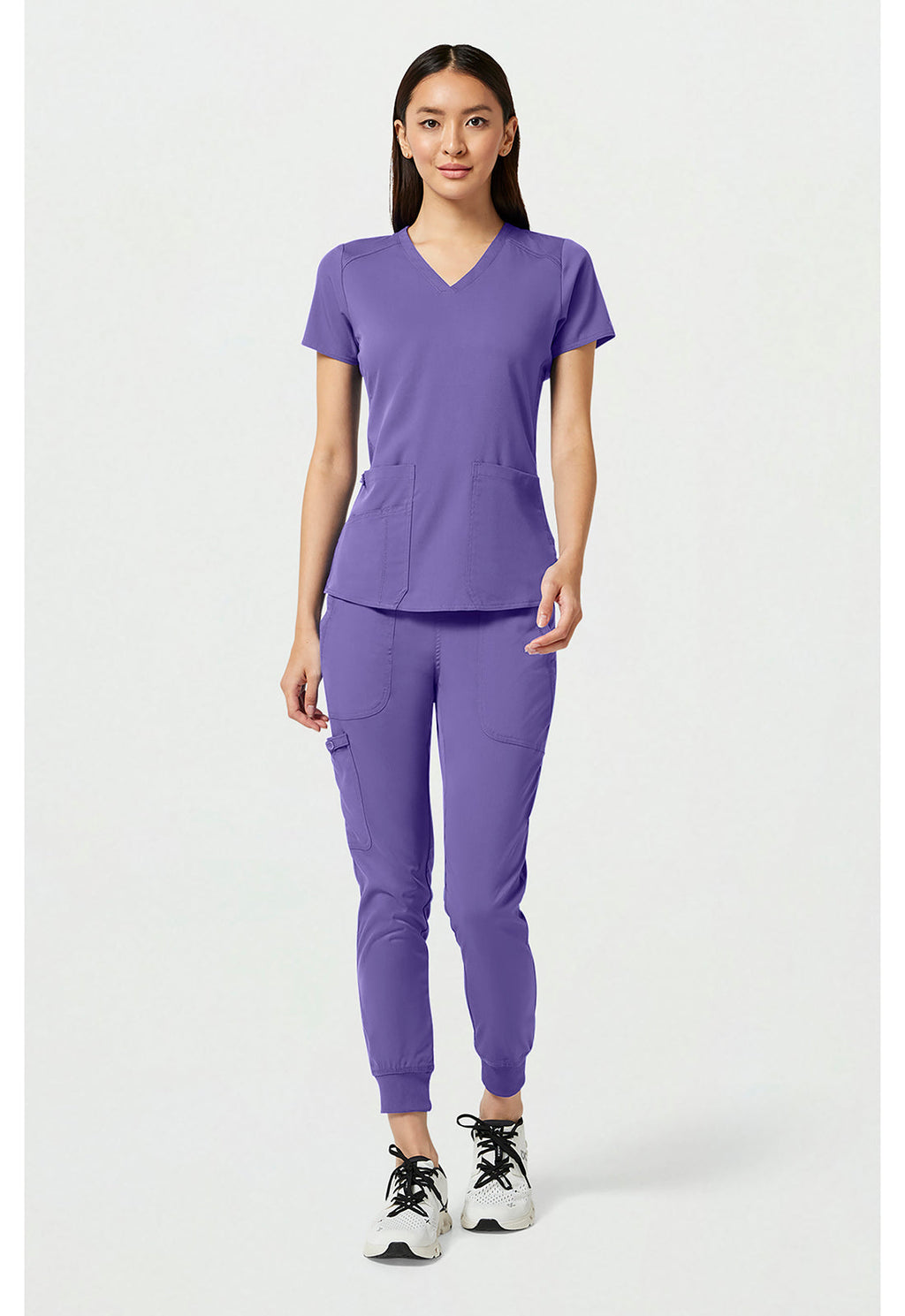 Touch MC7459 Women's V-Neck Shirttail Scrub Top Electric Lavender