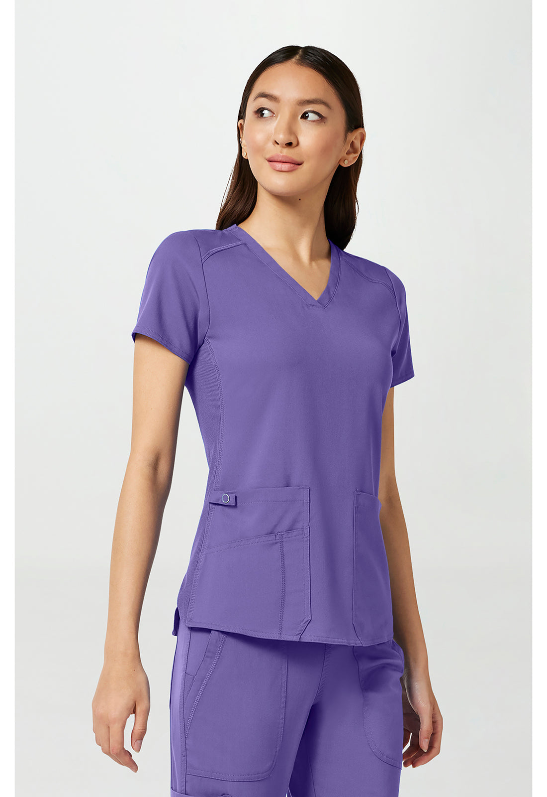 Touch MC7459 Women's V-Neck Shirttail Scrub Top Electric Lavender