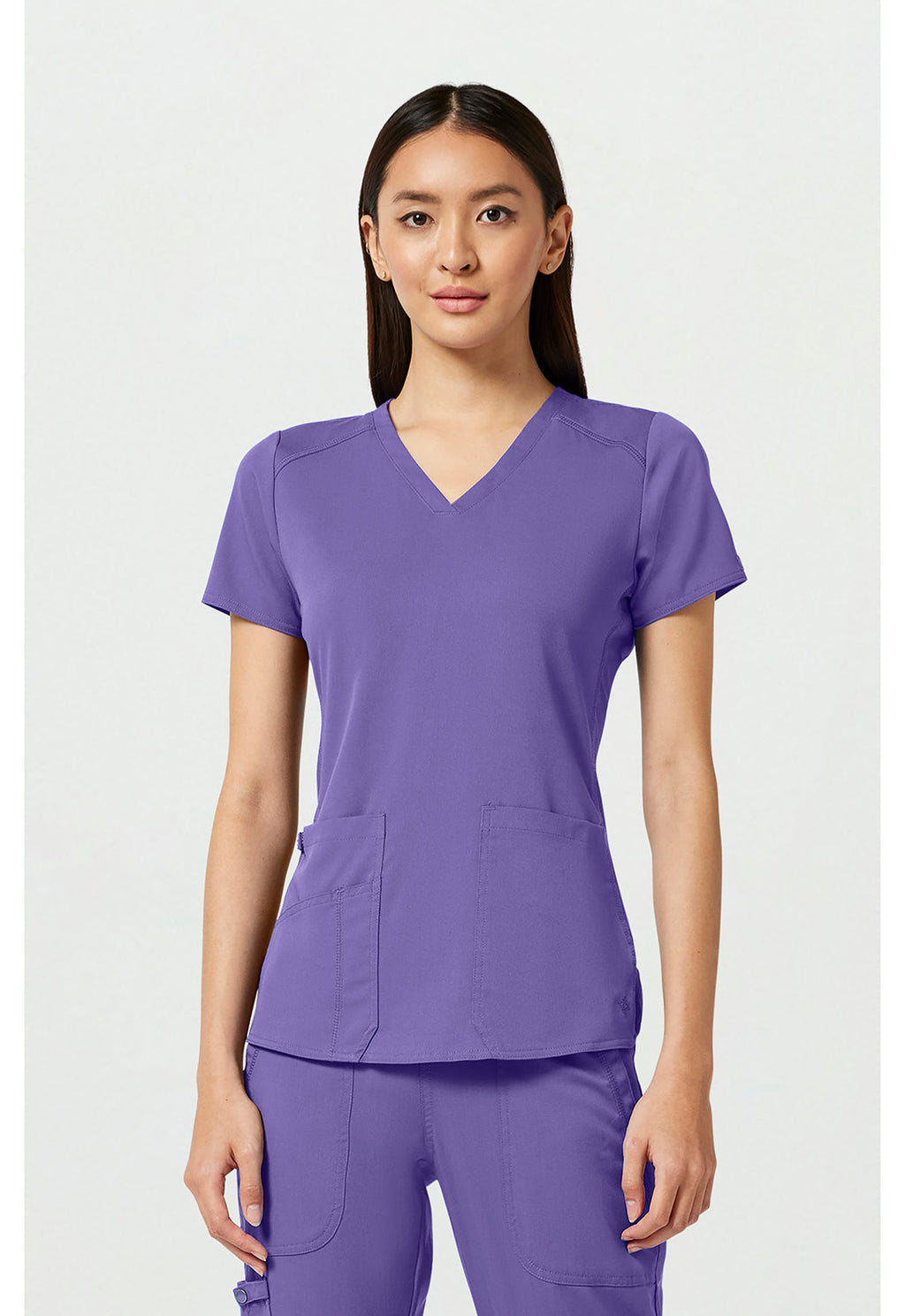 Touch MC7459 Women's V-Neck Shirttail Scrub Top Electric Lavender
