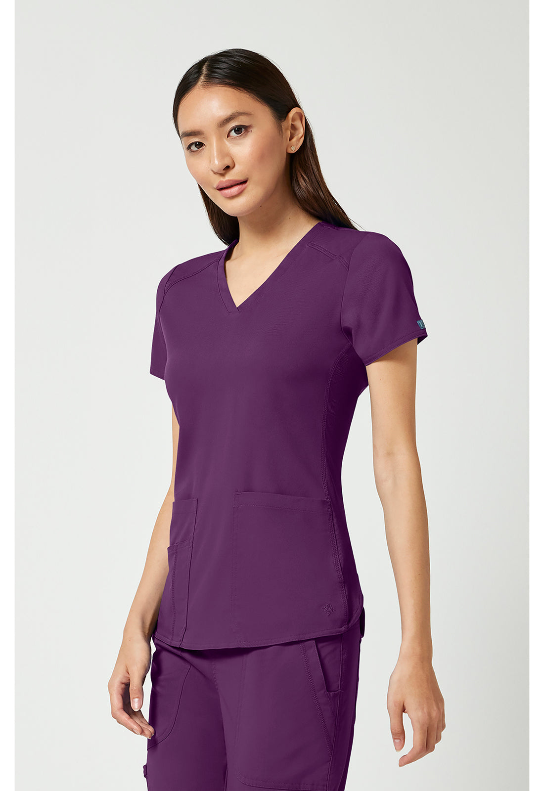 Touch MC7459 Women's V-Neck Shirttail Scrub Top Eggplant