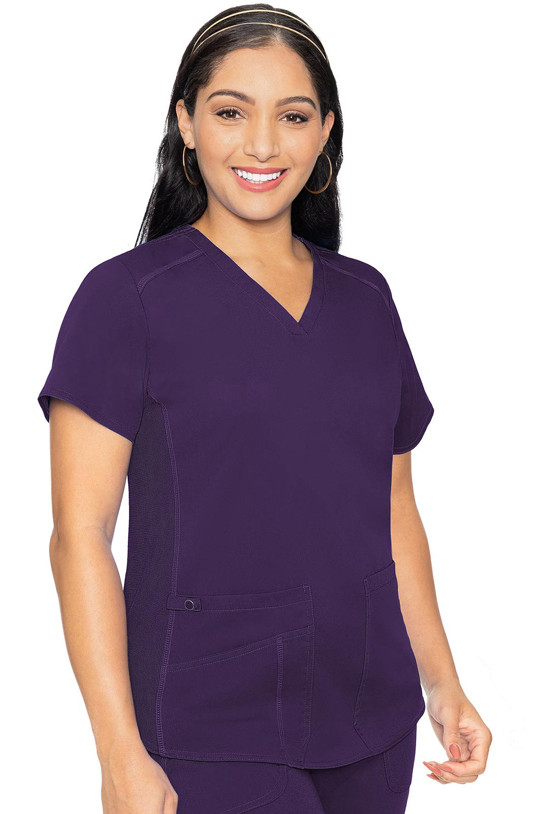 Touch MC7459 Women's V-Neck Shirttail Scrub Top Eggplant