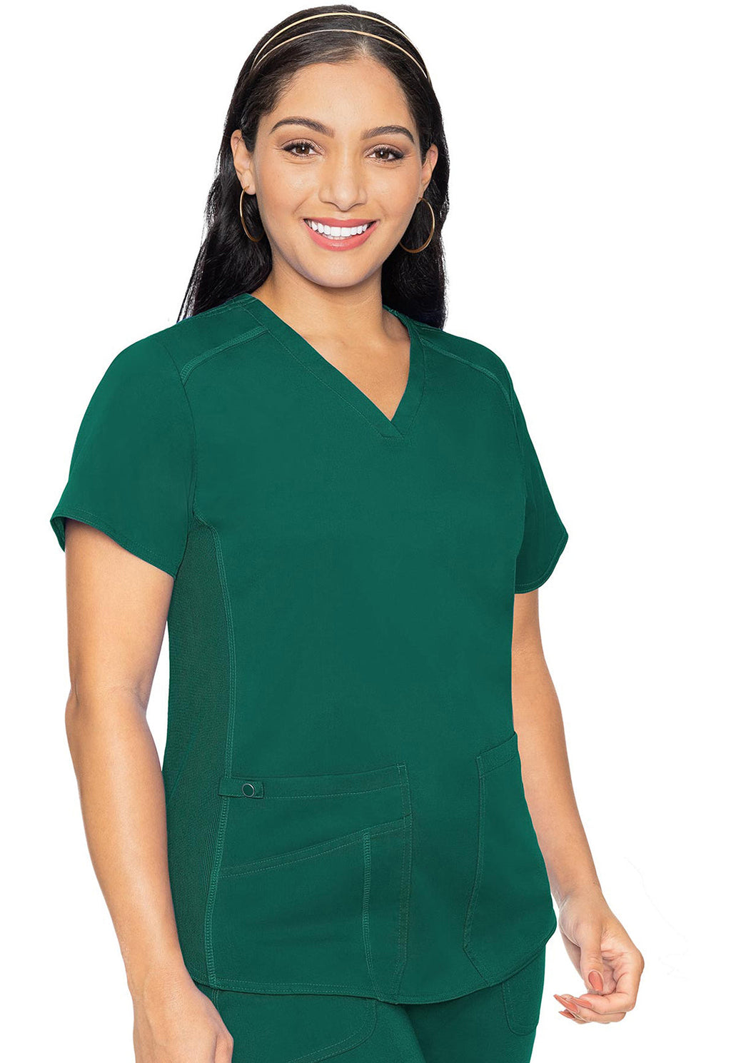 Touch MC7459 Women's V-Neck Shirttail Scrub Top Hunter Green