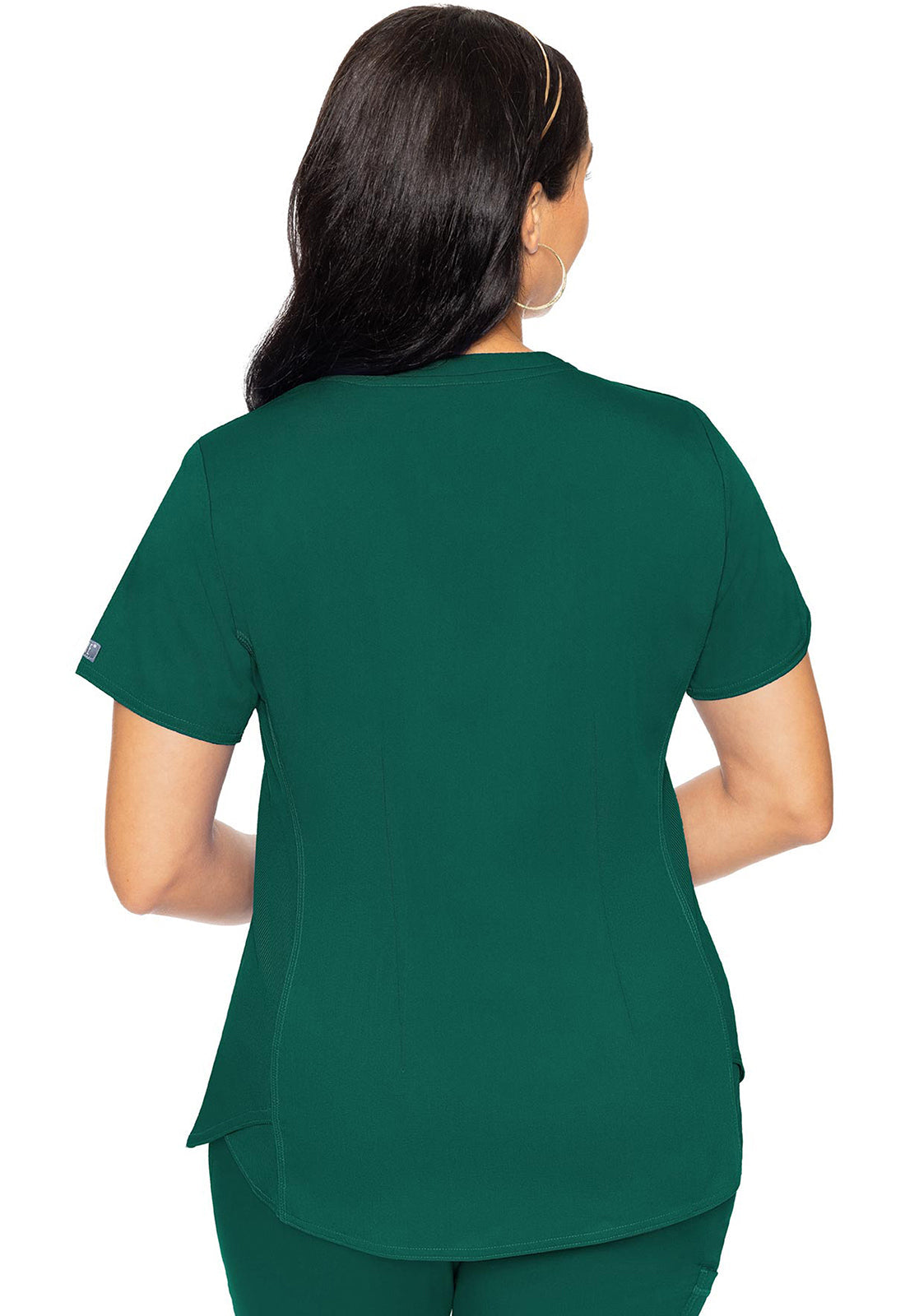 Touch MC7459 V-Neck Shirttail Top Hunter Green Model Image Back | Med Couture