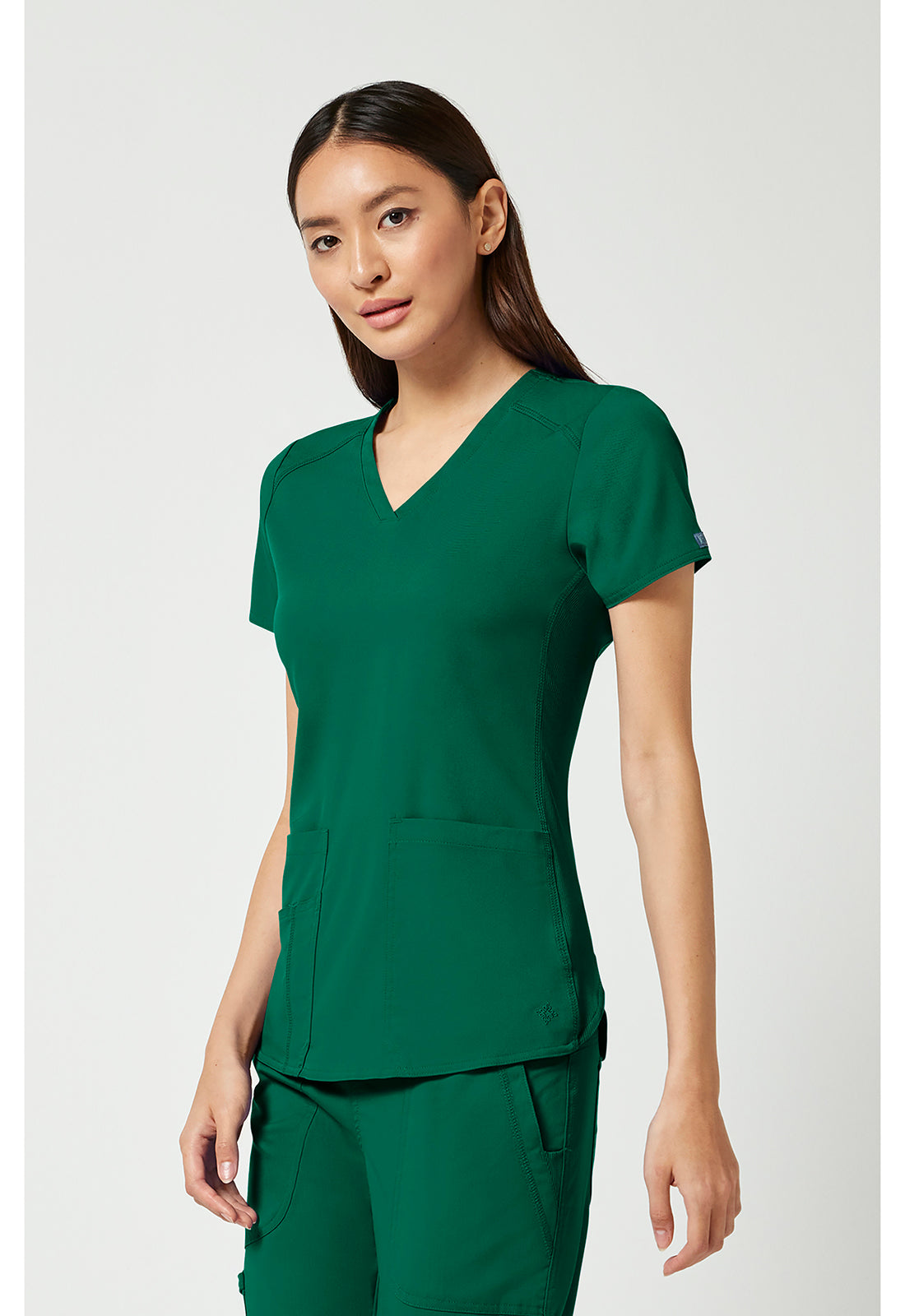 Touch MC7459 Women's V-Neck Shirttail Scrub Top Hunter Green