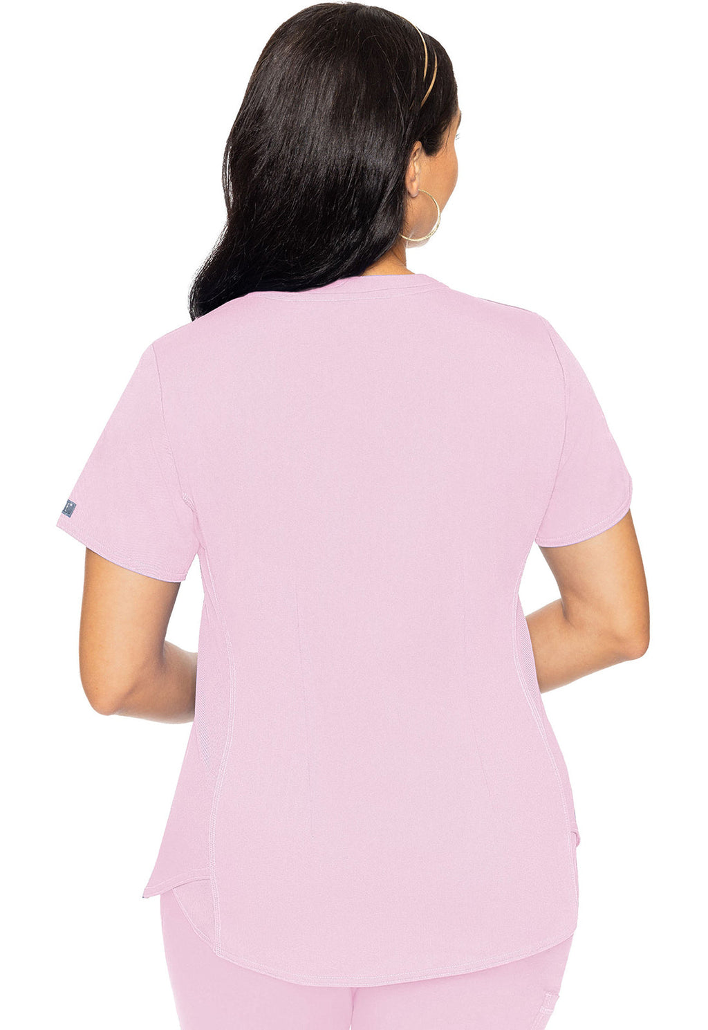 Touch MC7459 Women's V-Neck Shirttail Scrub Top Ice Pink