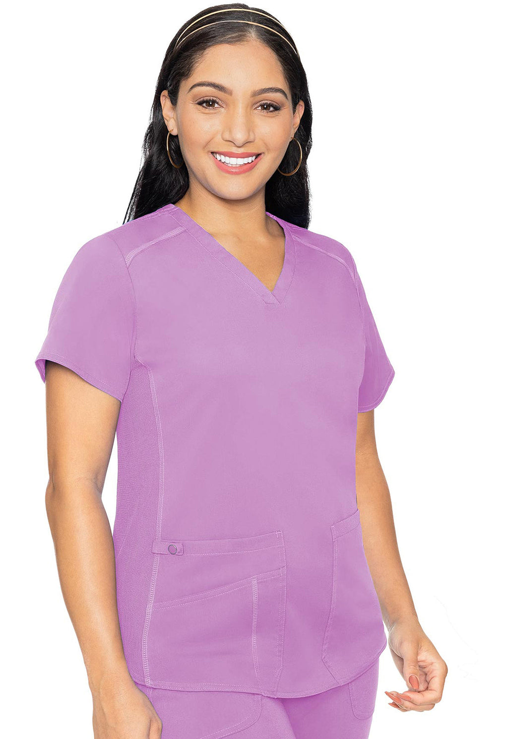 Touch MC7459 Women's V-Neck Shirttail Scrub Top Lilac