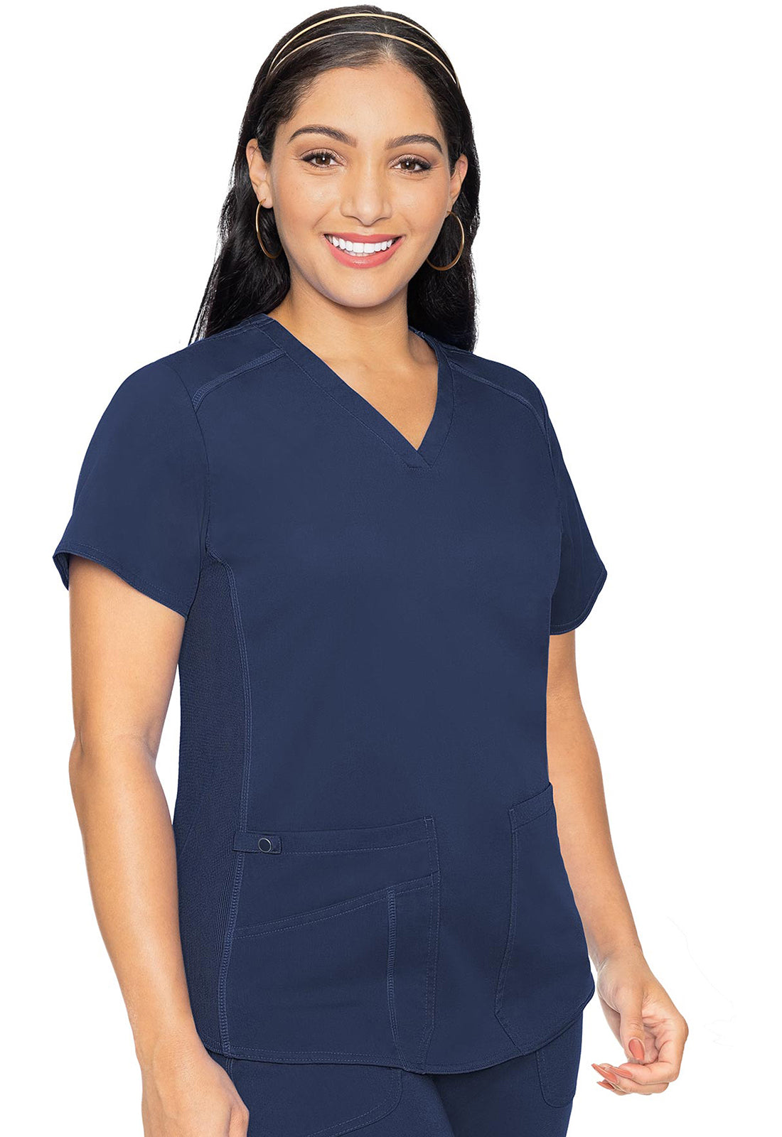 Touch MC7459 Women's V-Neck Shirttail Scrub Top Navy