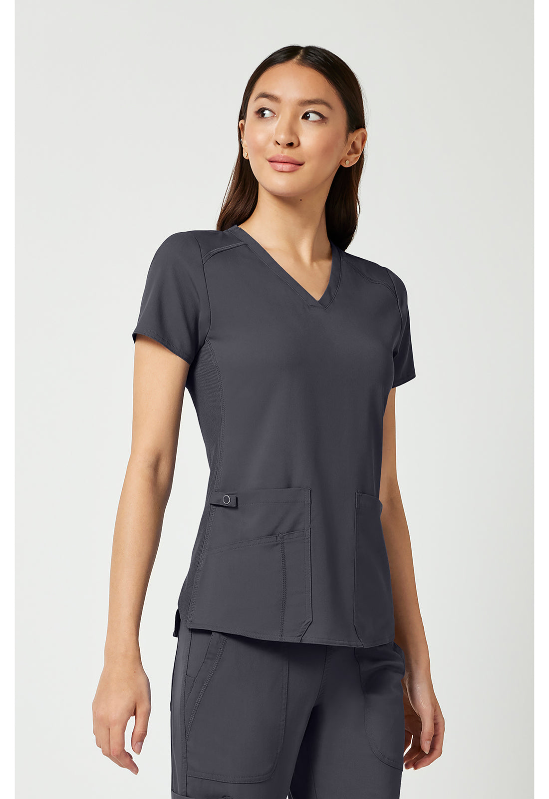 Touch MC7459 Women's V-Neck Shirttail Scrub Top Pewter