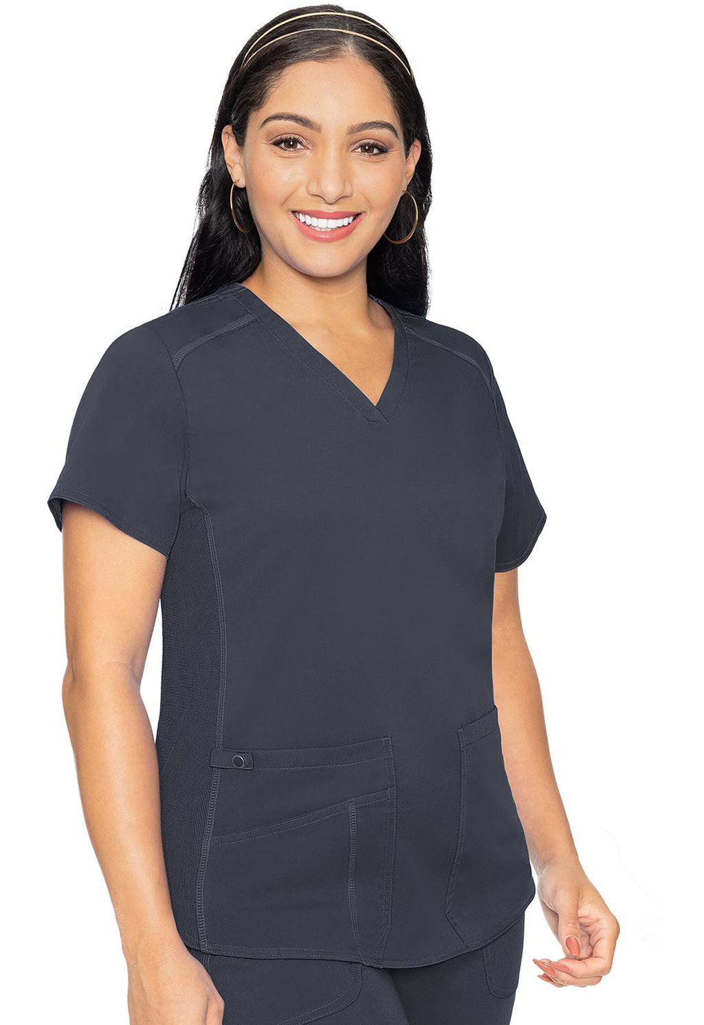 Touch MC7459 Women's V-Neck Shirttail Scrub Top Pewter