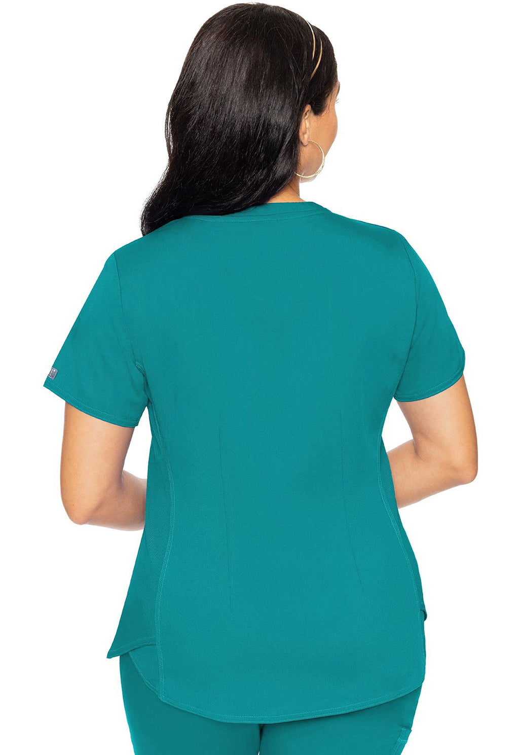 Touch MC7459 Women's V-Neck Shirttail Scrub Top Teal