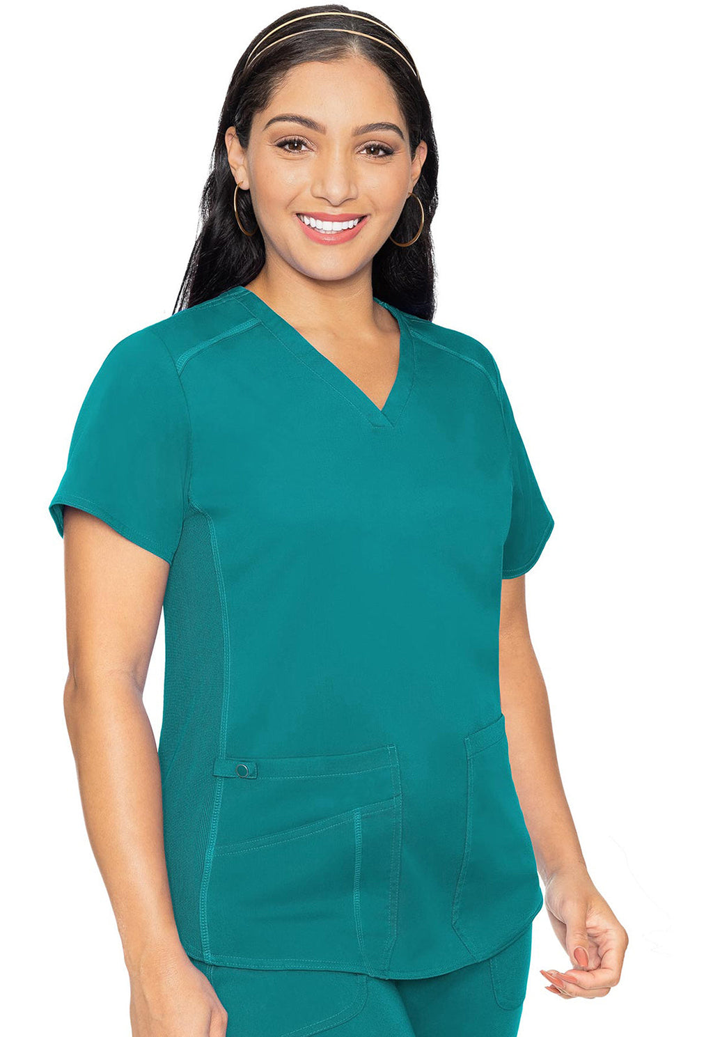 Touch MC7459 Women's V-Neck Shirttail Scrub Top Teal