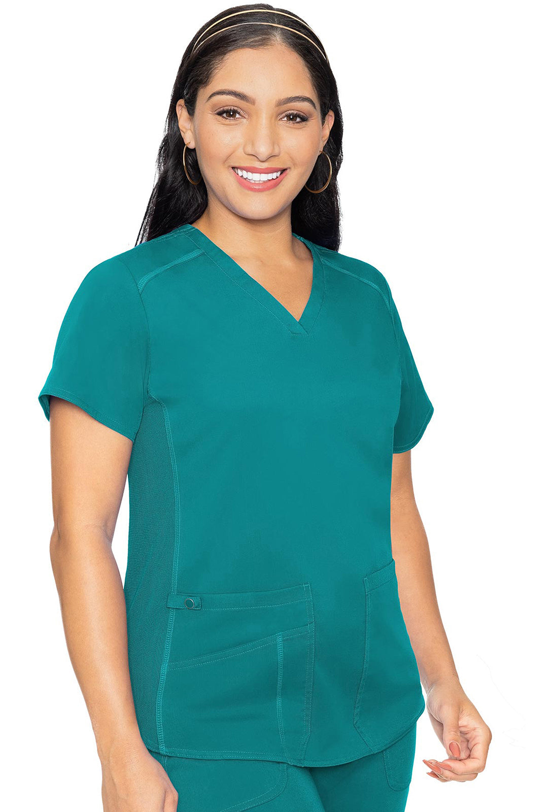 Touch MC7459 Women's V-Neck Shirttail Scrub Top Teal