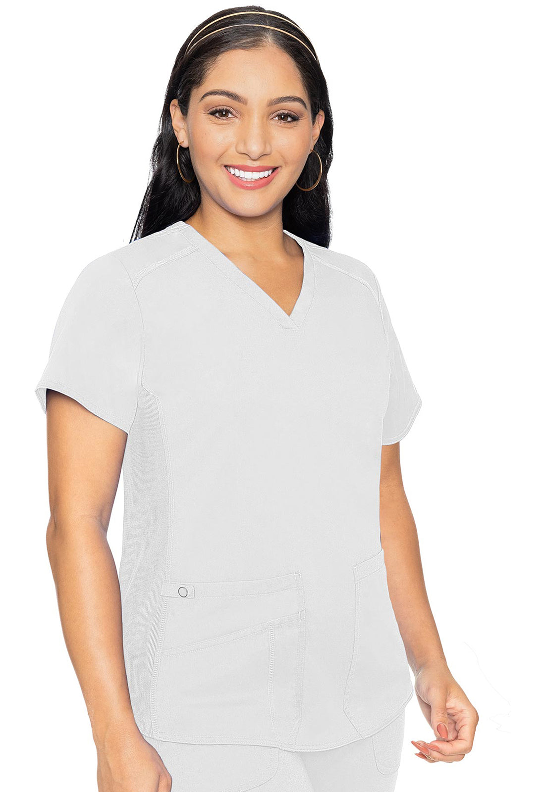 Touch MC7459 Women's V-Neck Shirttail Scrub Top White