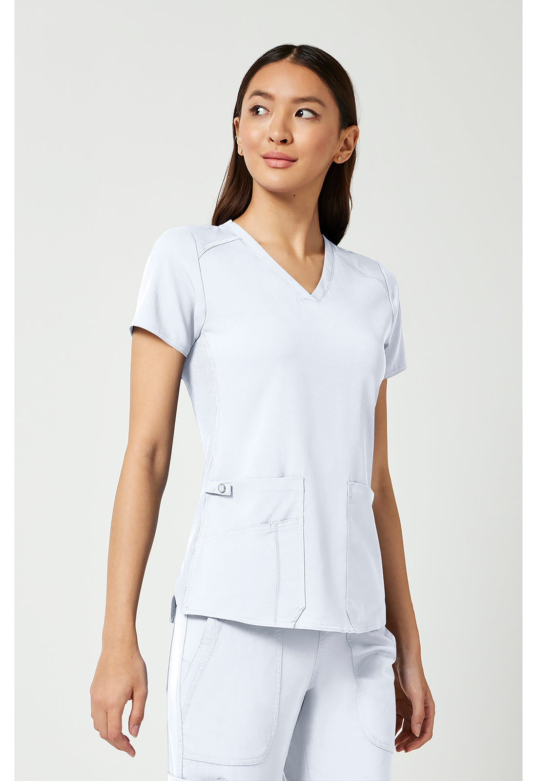 Touch MC7459 Women's V-Neck Shirttail Scrub Top White