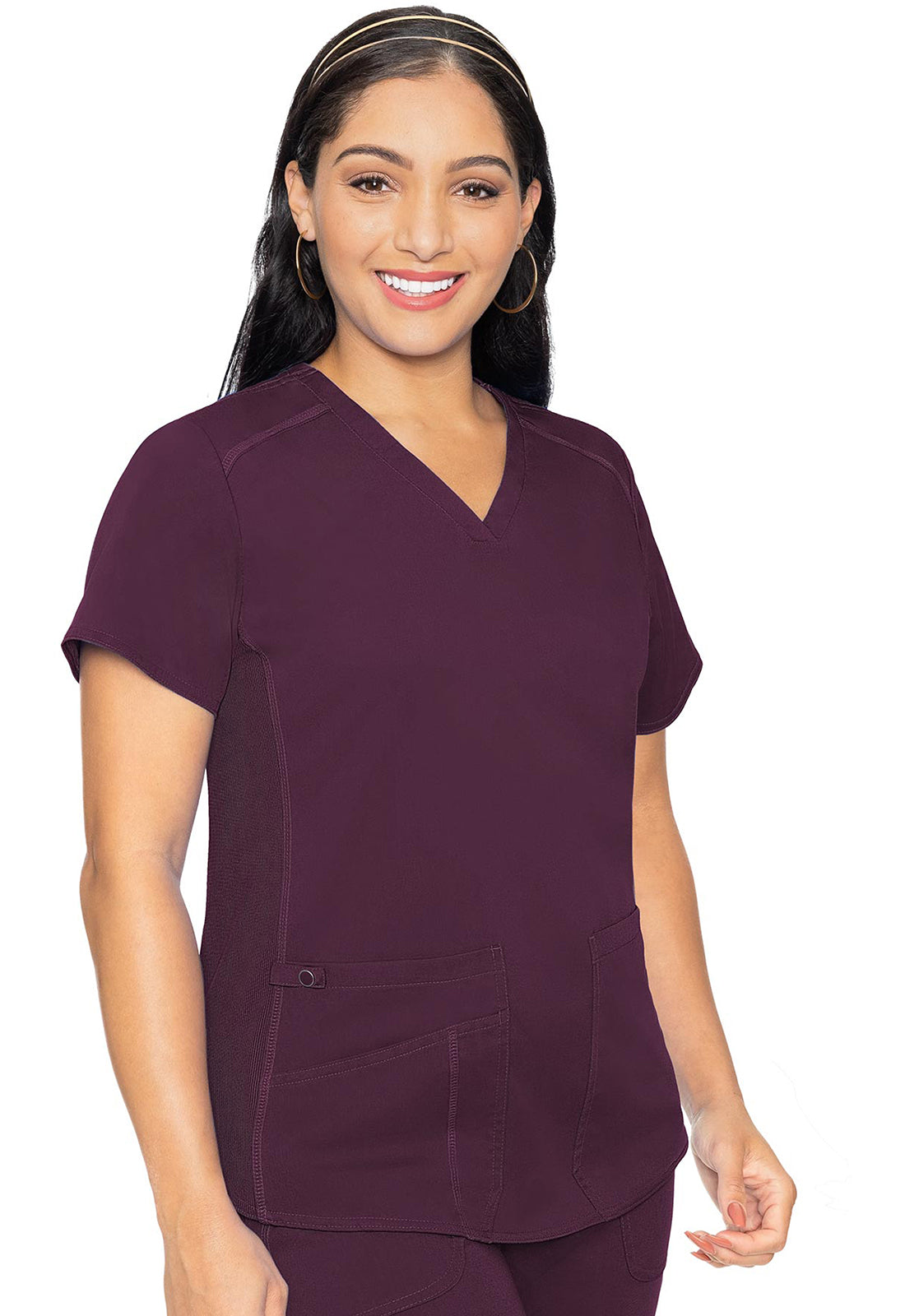 Touch MC7459 Women's V-Neck Shirttail Scrub Top Wine