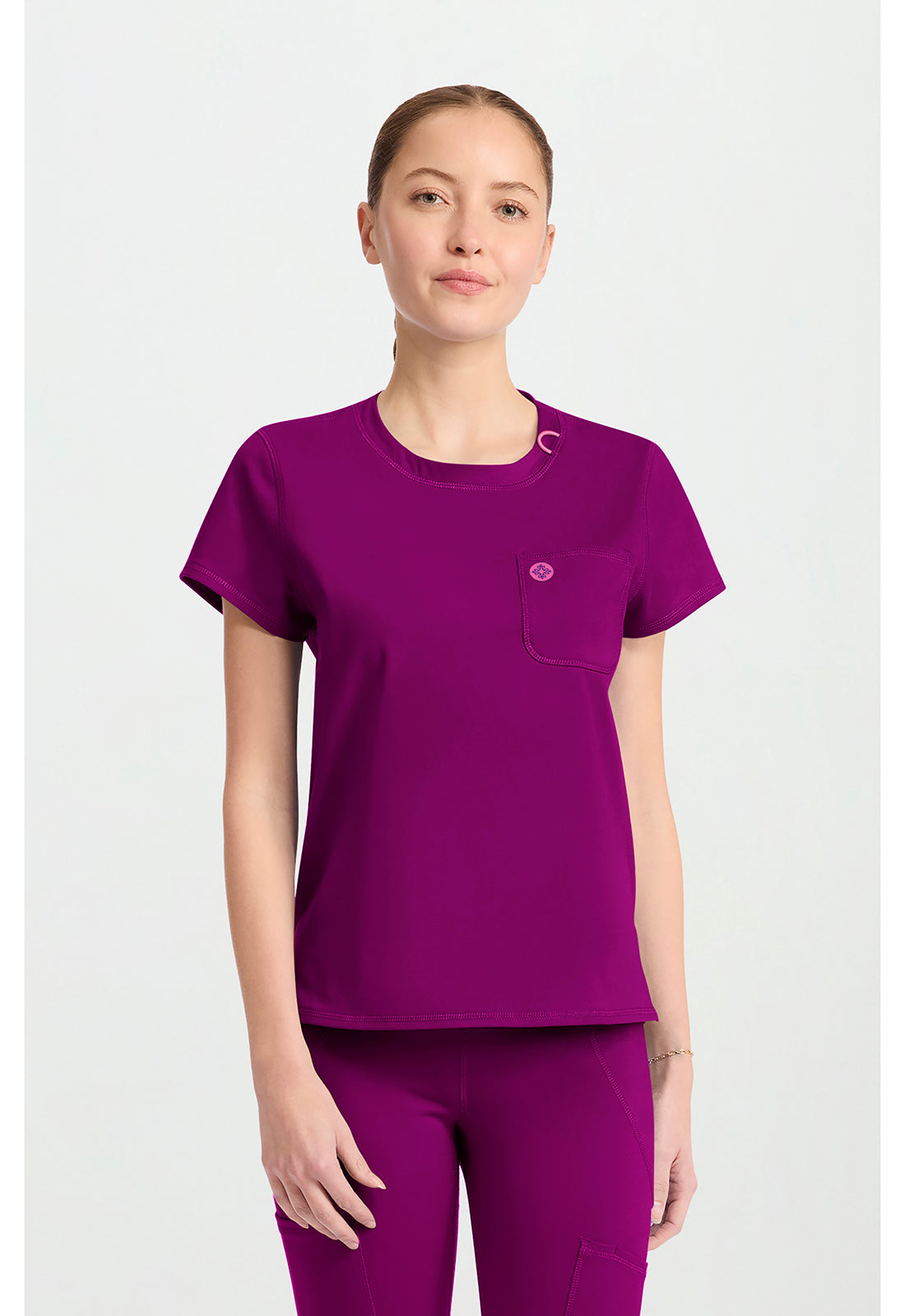 Amp Knit MC751 Women's Crew Neck Tee Plum Royale