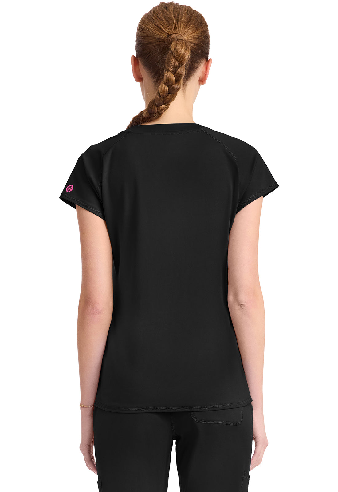 Amp Knit MC752 Women's Raglan V-Neck Scrub Top Black