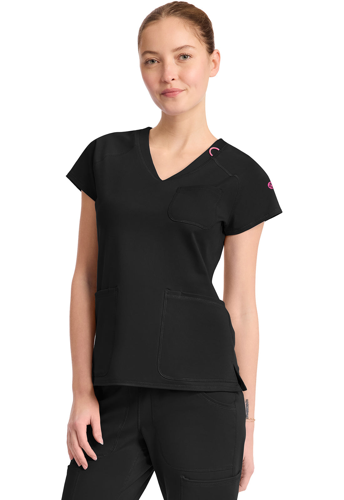 AMP Knit MC752 Raglan V-Neck Top Black