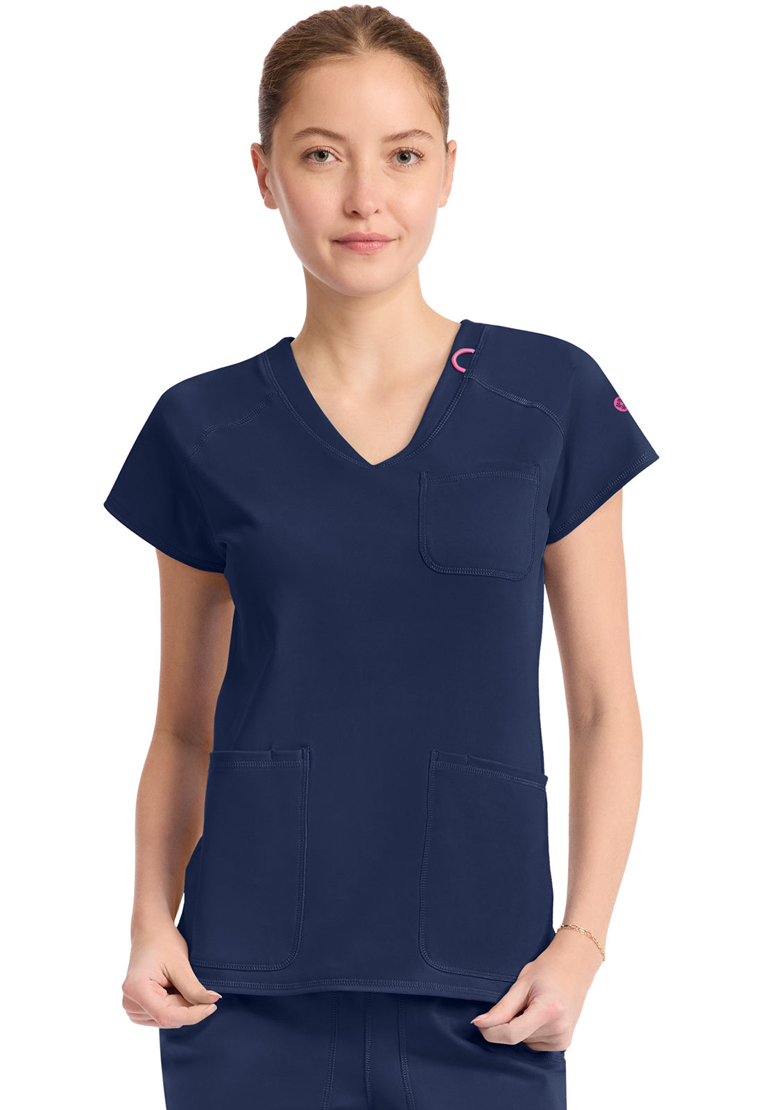 Amp Knit MC752 Women's Raglan V-Neck Scrub Top Navy