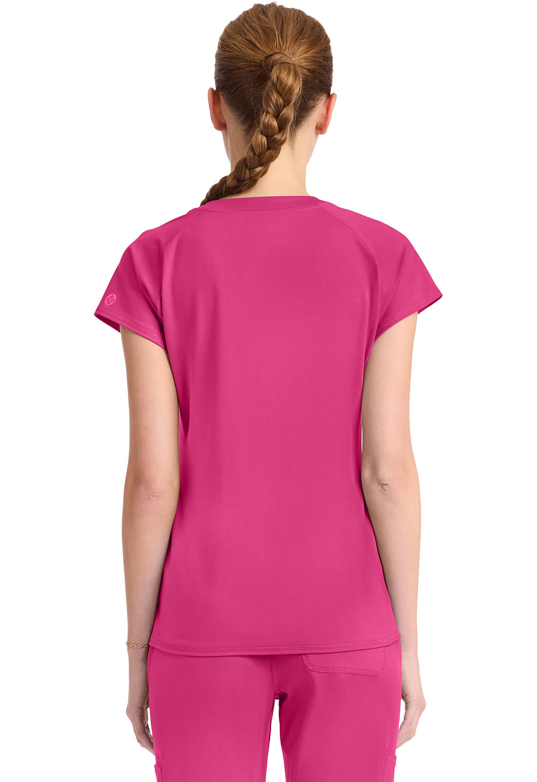 Amp Knit MC752 Women's Raglan V-Neck Scrub Top Pink Power