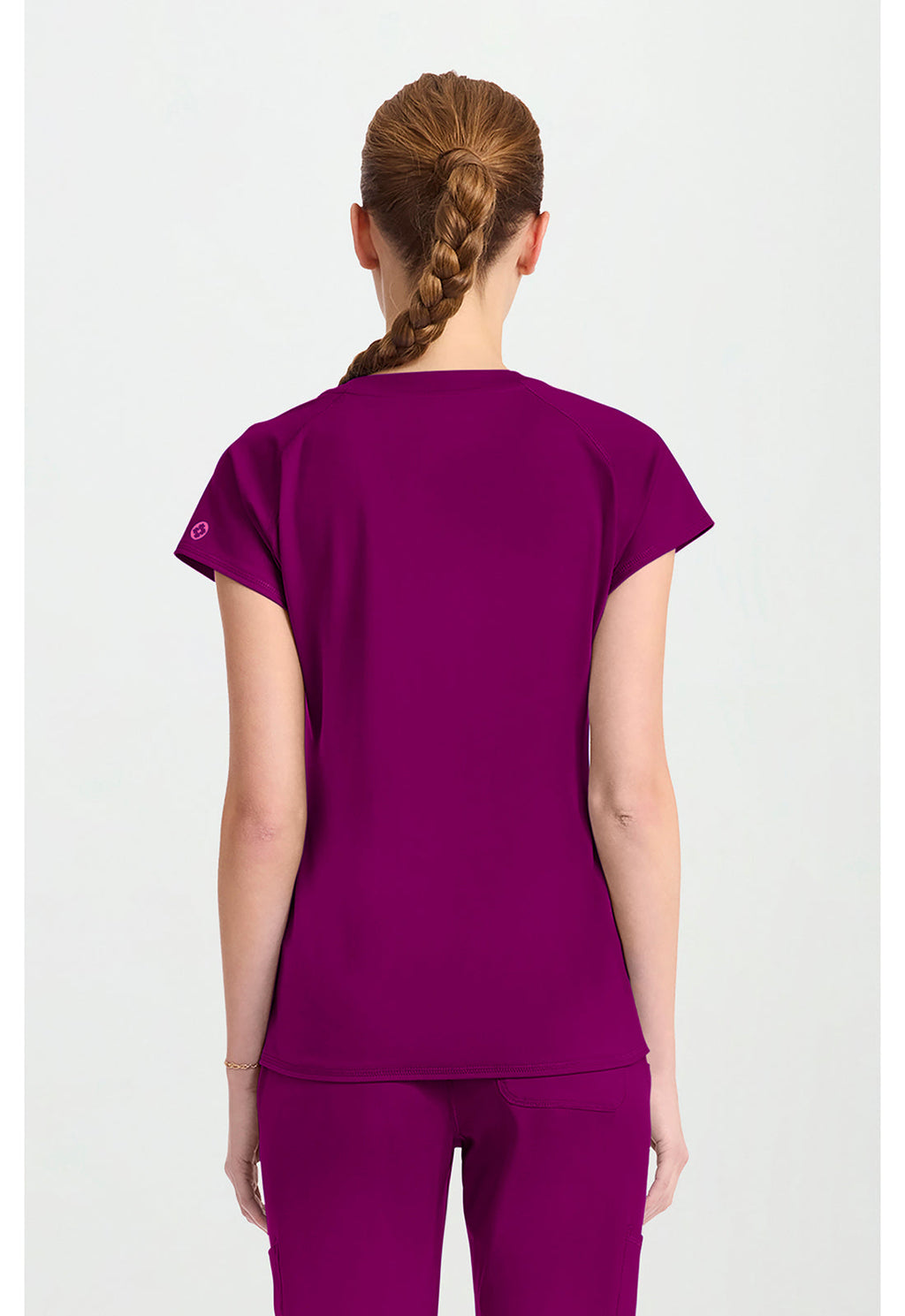 Amp Knit MC752 Women's Raglan V-Neck Scrub Top Plum Royale