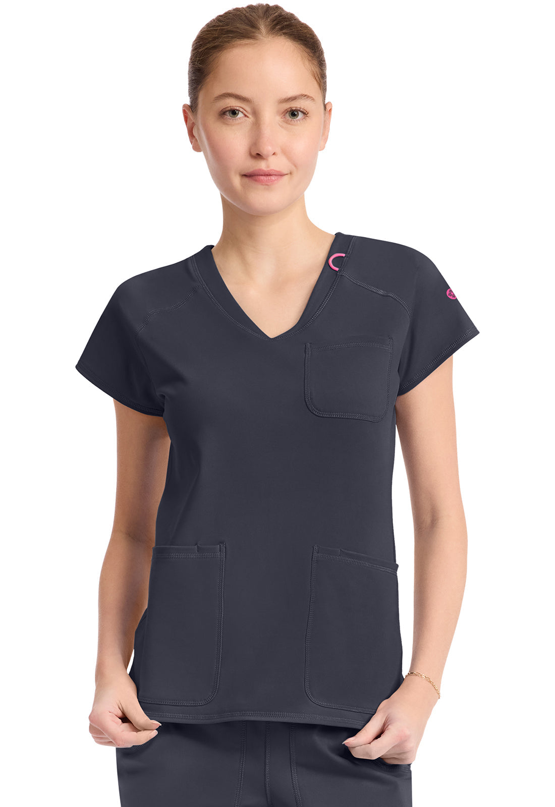 Amp Knit MC752 Women's Raglan V-Neck Scrub Top Pewter