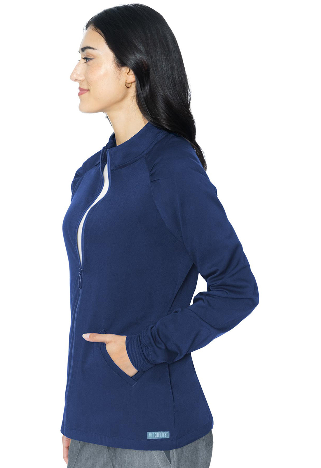 Touch MC7660 Raglan Warmup Navy Model Image Right Side | Med Couture